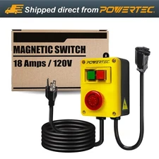 POWERTEC 120V, 18A Magnetic Switch w/ 5.5 Ft Power Cord for Router Table, 1PK