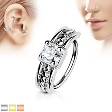 Prong CZ Ear Cartilage Earrings Daith Tragus Helix Hoop Rings