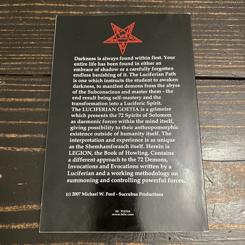 Luciferian Goetia: The Book Of Howling; Michael W. Ford Softcover. Devil Satan - Picture 2 of 10