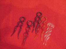 Vintage Plastic Hair Pins Brownish Red Pins and clear - Pack Of 5