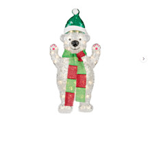 New 30" LED Christmas Polar Bear Santa Indoor Outdoor Holiday Yard Decoration