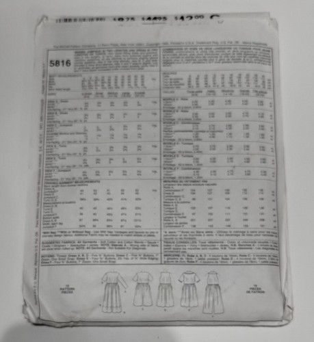 Vintage 1990's Butterick 5816 Jumpsuit, Dress Tunics with Side Seam Pockets - Picture 3 of 4
