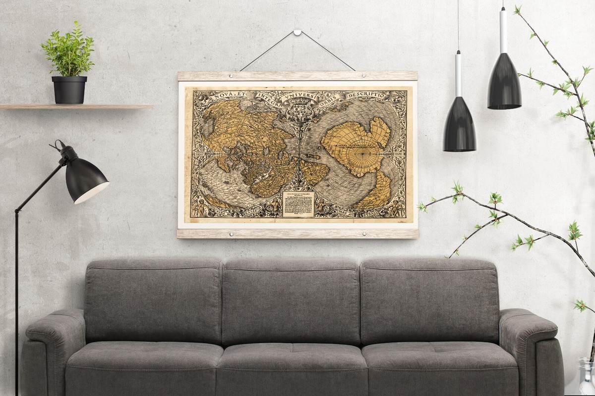 1531 Flat Earth World Map Oronce Fine Wall Poster Print Decor