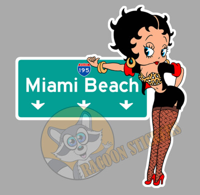MIAMI BEACH REISE AUTO STOP USA CALIFORNIA PINUP SEXY AUFKLEBER STICKER BC082