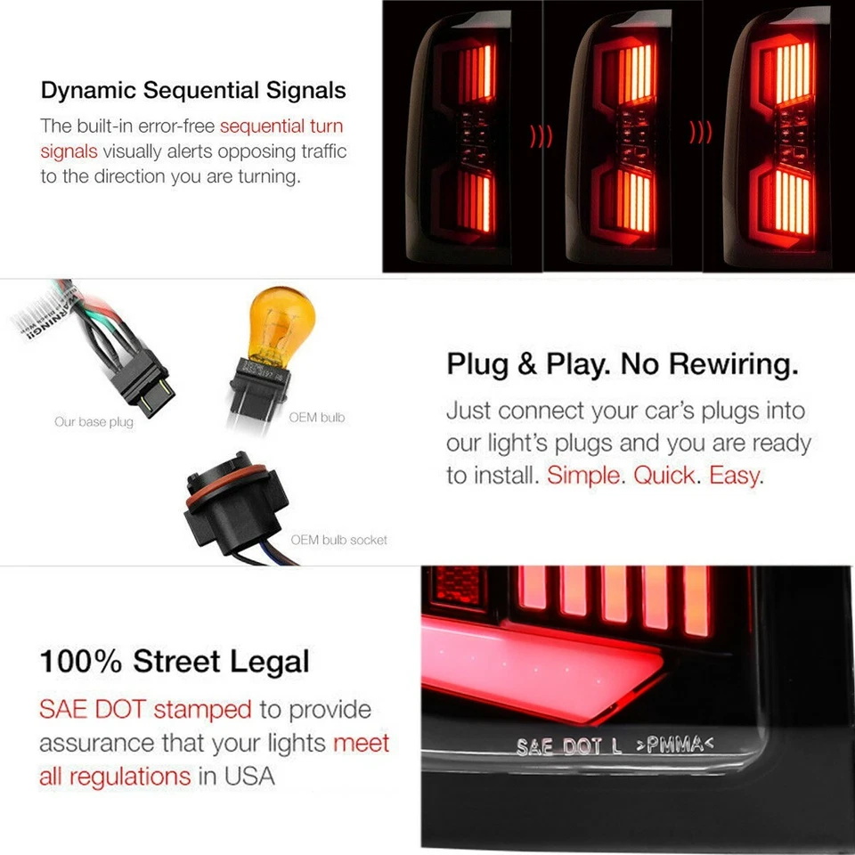 For 2014-2018 Chevy Silverado 1500 2500 3500HD LED Tail Lights Sequential Signal - Image 2 of 4