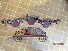 Wood and Metal Scroll Work Apple Theme Hanging Shelf & Twine Swag