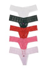 Victoria  s Secret 5-Pack Lacie Thong Panties Size SMALL - NEW IN PACKAGING