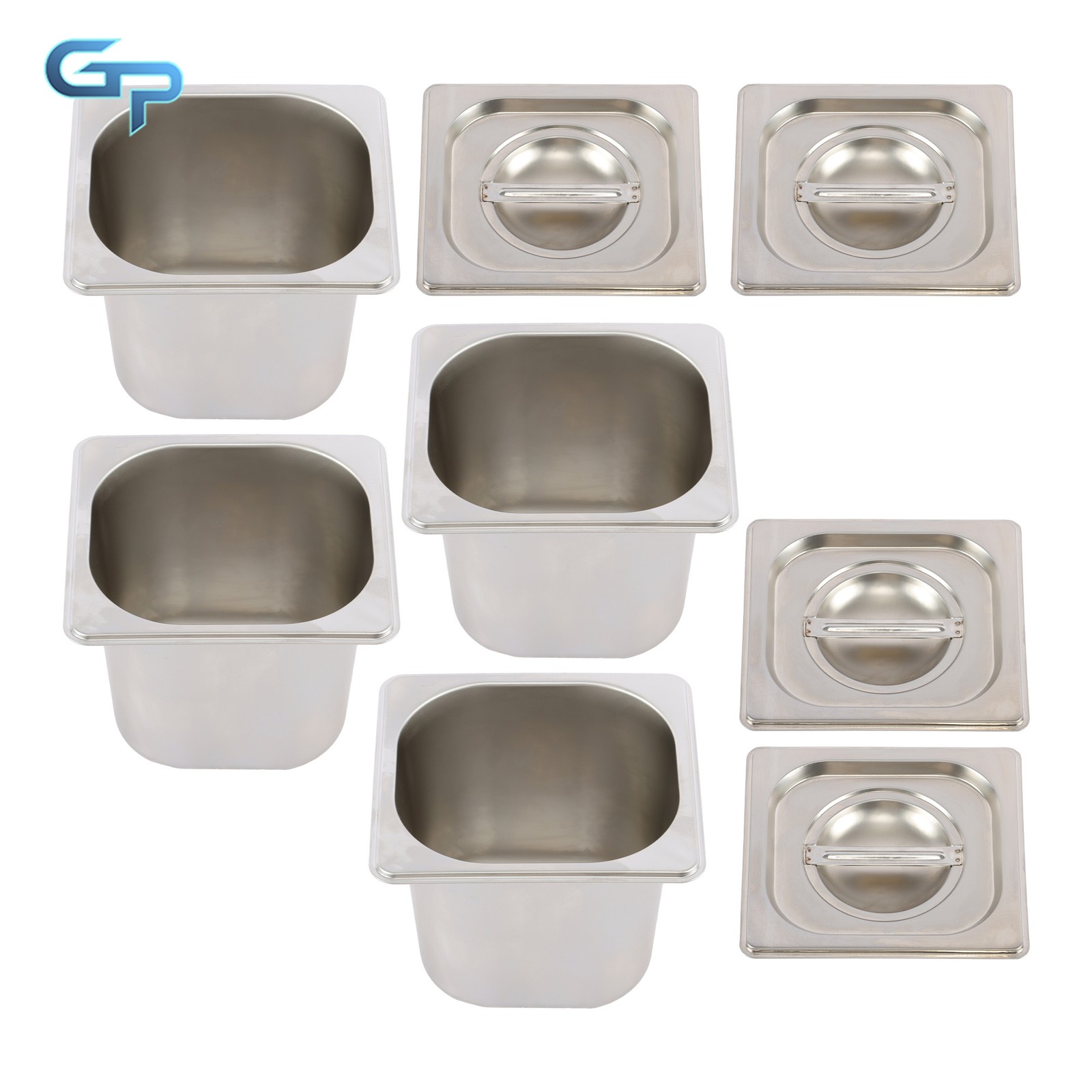 4 Pack 1/6 Size 6 Inch Deep Stainless Steel Hotel Pans - Commercial Food Pans