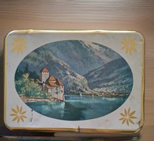 Sehr alte Blechdose Deutsche Maizena Schloss Chilon Schweiz Mondamin/Vanille