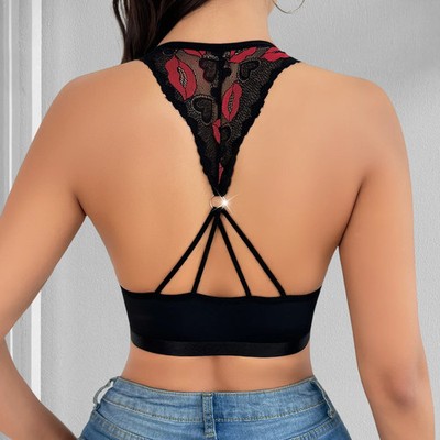 Push Up Bra Wireless Unlined 3 4 Cup Lace Front Closure Women's Lingerie