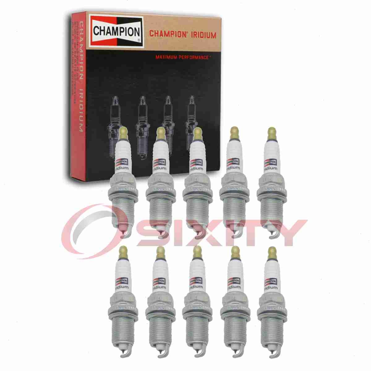 10 pc Champion Iridium Spark Plugs for 2007-2009 Audi S8 5.2L V10 Ignition rr