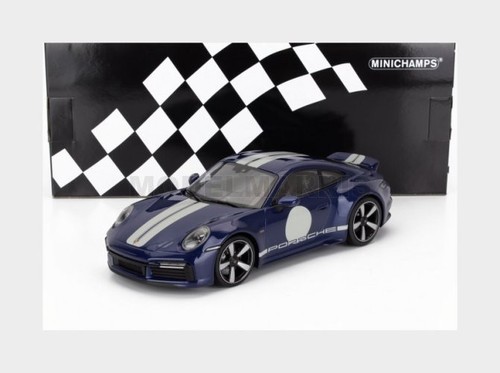MiniChamps Porsche 911 (992) Sport Classic 2022 blau metallic mit Streifen 1:18 - Bild 6 von 6