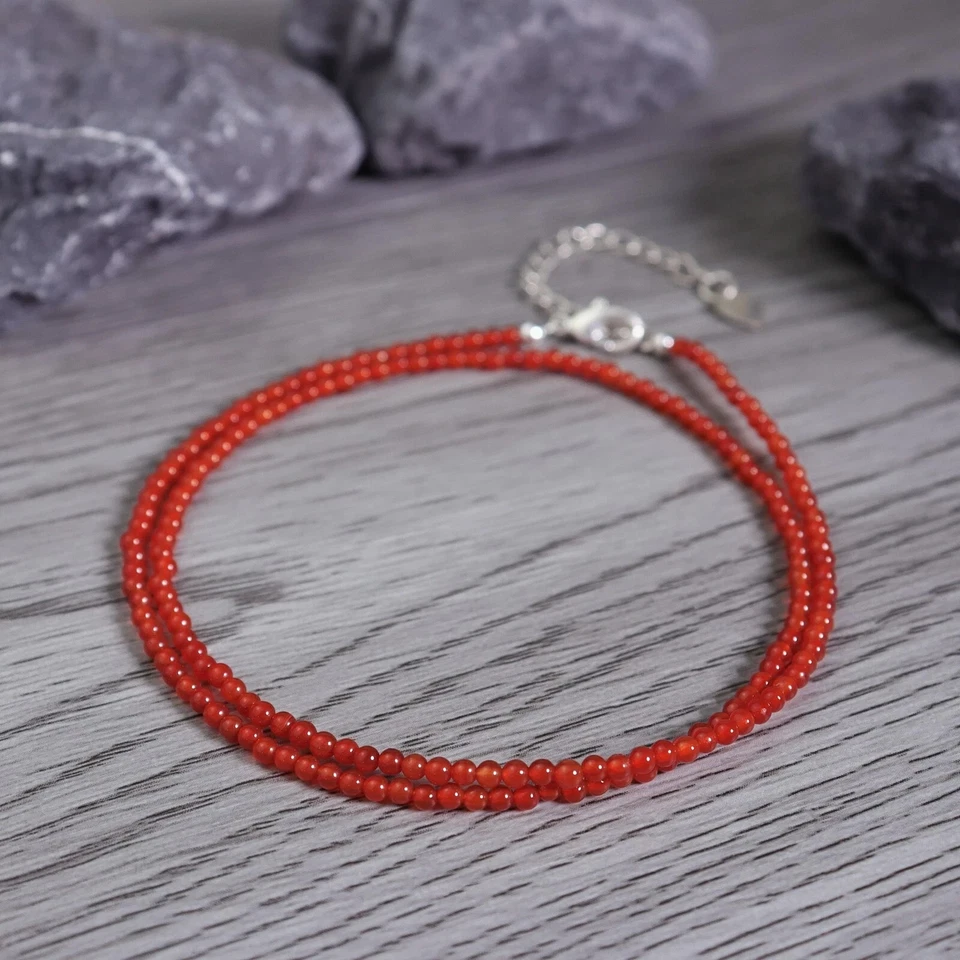 Gargantilla Cornalina 3 mm Pequeña Cuentas Curación Delicada Mujeres Boho Cristal Collar Regalo Foto 3 de 4