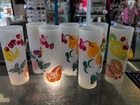 Set of 7 MCM Vintage Federal Glass Frosted Fruit Tom Collins Highball Glasses