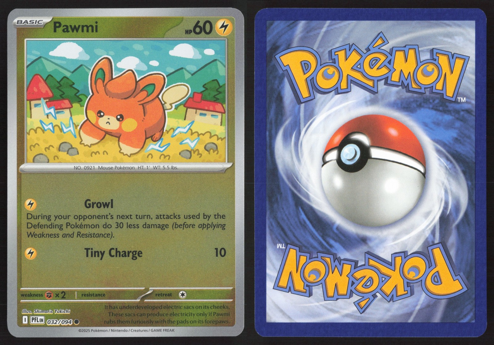 Pokemon TCG | Pawmi 032/094 | Phantasmal Flames Common Reverse Holo | LP