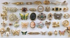 Vintage Gold Tone Jewelry Lot TRIFARI MONET 1928 AVON SARAH COV 42 Brooches