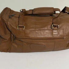 Vintage Brown Leather MERIT Cigarettes Tobacco Advertising Overnight Duffel Bag