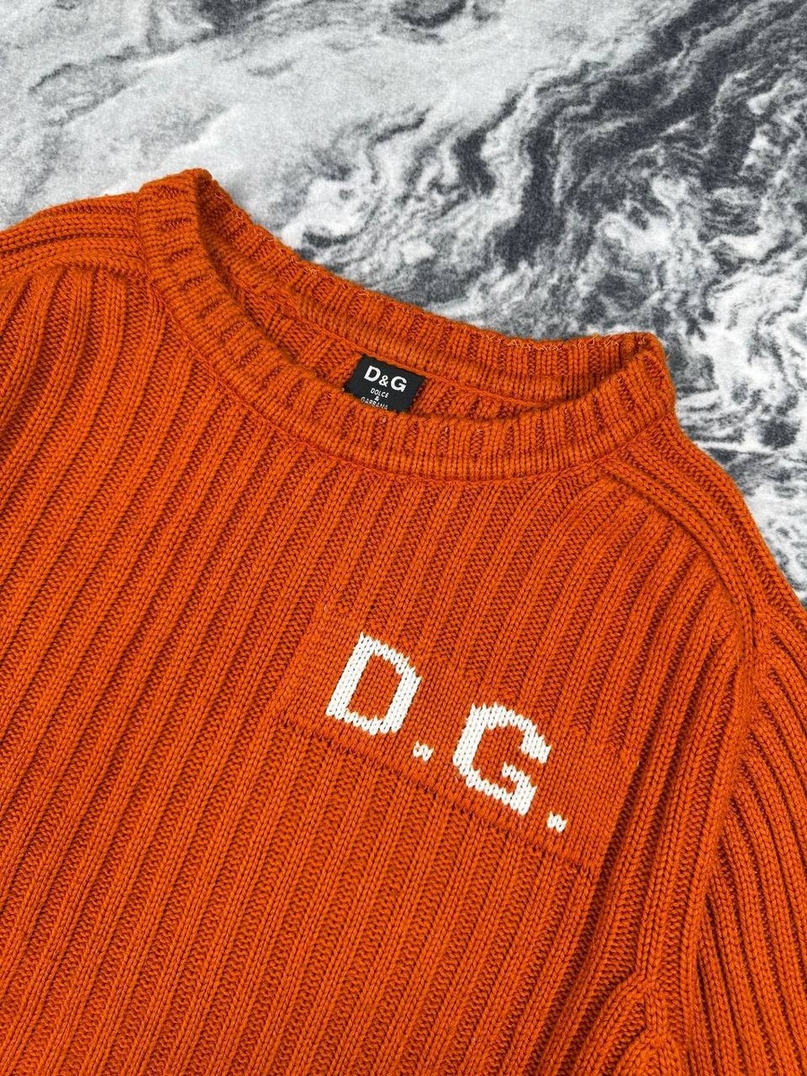 Vintage Dolce Gabbana Ribbed Knit Sweater 00s Men Size 2XL Orange Vintage Dolce Gabbana Ribbed Knit Sweater 00s Men Size 2XL Orange