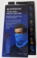 NEW Mission Adult Blue Cooling Neck Gaiter Face Neck Cover Mask 10 x21