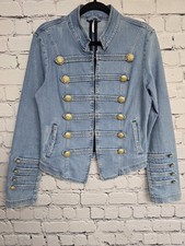 Free People Denim Band Military Jacket Womens...
