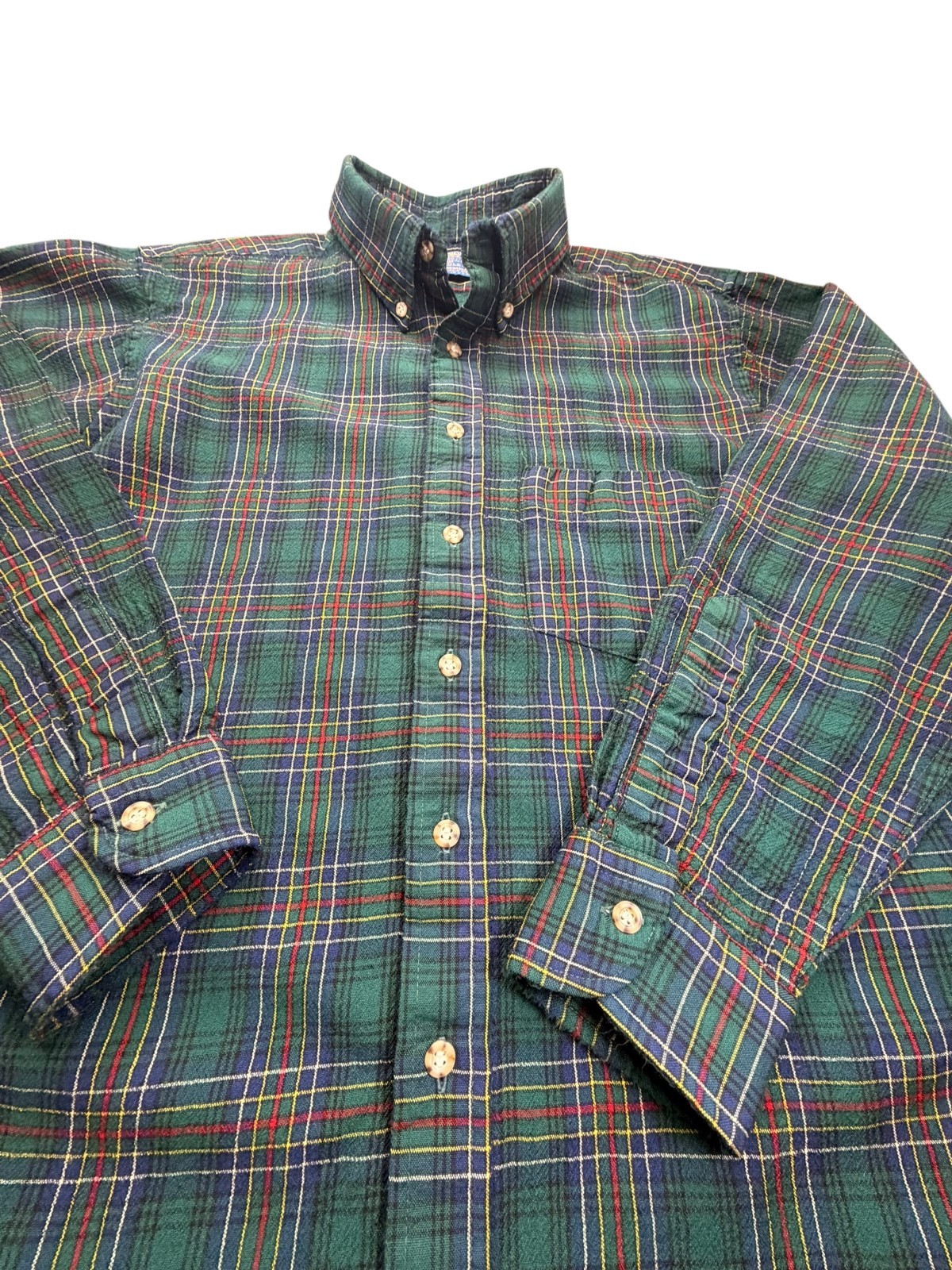 🔥 Pendleton Green Plaid Wool Button-Down Shirt M… - image 3