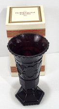 Vintage Avon Ruby Red 1876 Cape Cod Collection Glass 8" Flower Vase Footed