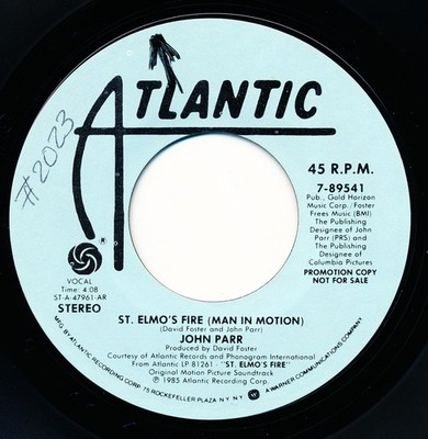 JOHN PARR - ST. ELMO'S FIRE (MAN IN MOTION) - ATLANTIC 7-89541 - 45 Record NM