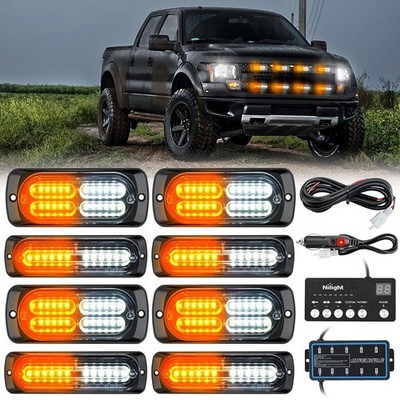 8PCS LED Strobe Lights 12V Emergency Hazard Warning Lights for Cars Trucks RVs -