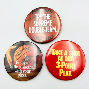 NCAA Basketball March Madness Pizza Hut Buttons Pins Pinbacks 1990 Advertising