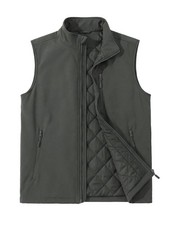 ASPO Men's Windproof Warm Golf Vest Outerwear with 6 Pockets Waterproof Winter S