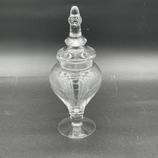 Art Glass Clear Footed 13 1/4" Drug Store Lidded Candy Apothecary Display Jar