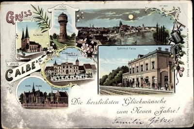 Litho Calbe an der Saale im Salzlandkreis, Stadtansichten, Kirche,... - 10445404