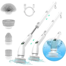 Electric Spin Power Scrubber, Waterpoof Cleaning Scrub Brush with 4 Brush Heads,