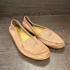 Coach Women's Opal Pebbled Leather Loafers Size 7.5B Light Brown Slip On A7764