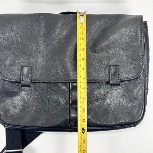 Vtg Fossil Black Soft Leather Messenger Crossbody Bag Men’s Laptop/Briefcase - Picture 12 of 18