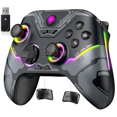 EasySMX X15 PC Controller Wireless mit 7 RGB Licht, Gaming Controller mit Hal...