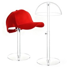 Acrylic Hat Display Stand 8-16 inch Adjustable, Clear Domed Hat Stand Rack for B