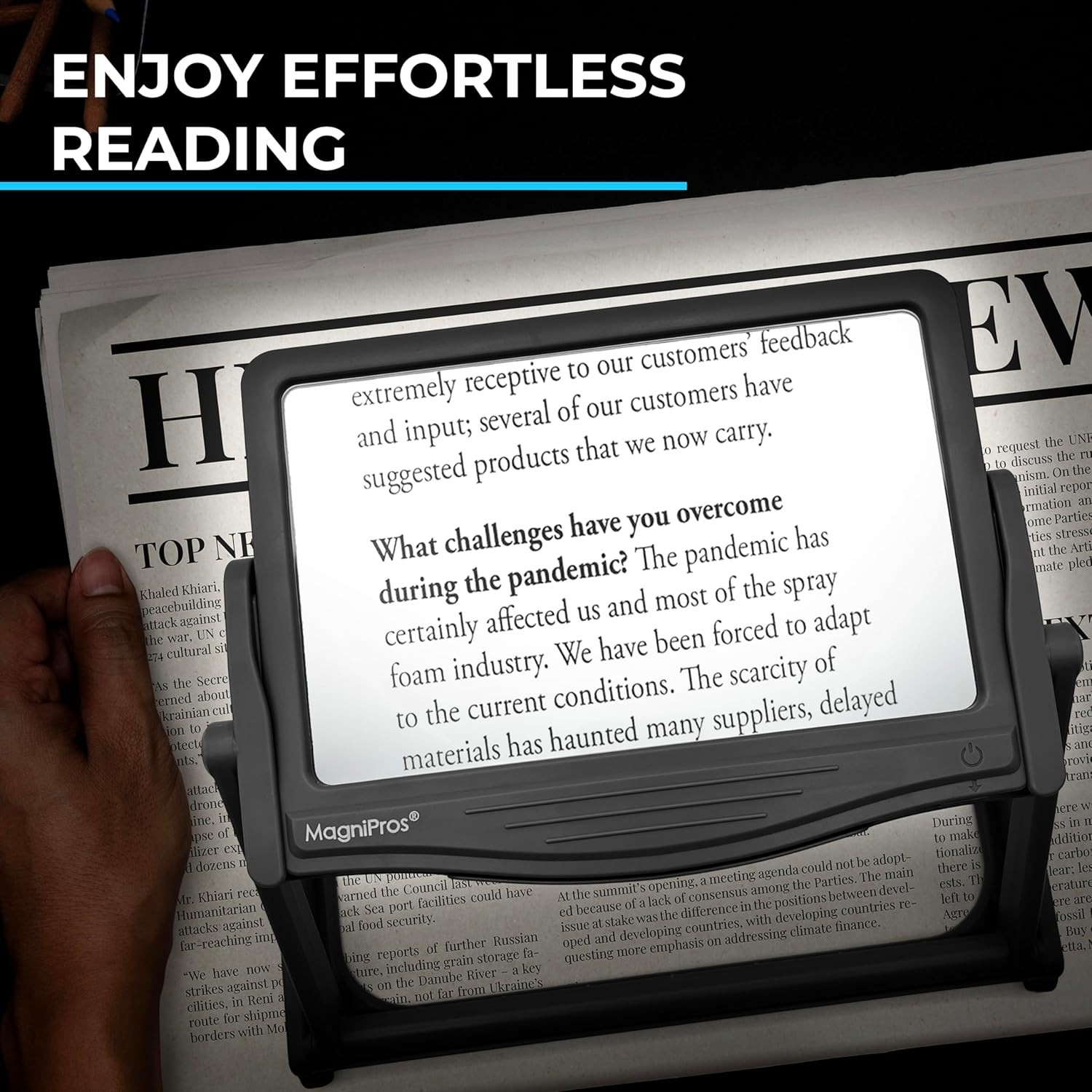 Patented 5X Large LED Page Magnifier with Detachable Stand | Eye Caring 3 Col...