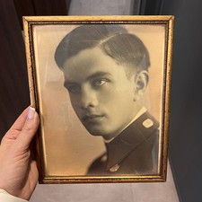 1940 s Vintage Portrait Photo In Wooden Frame Soldier Hungary WWII