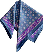 Vintage Blue/Purple Foulard Silk Scarf - Hand Rolled Edges, Classic  Timeless