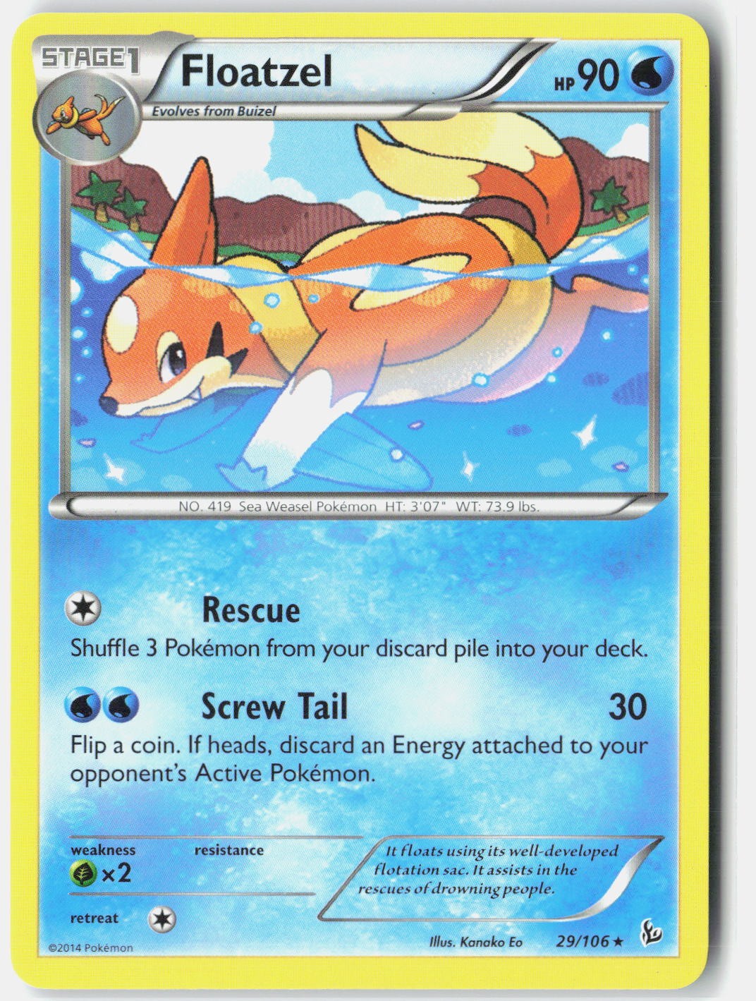 Floatzel 29/106 Rare Flashfire Pokemon Near Mint