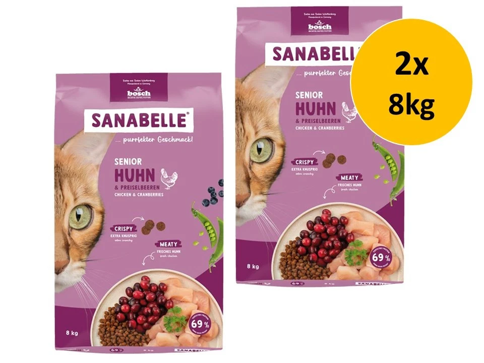 BOSCH TIERNAHRUNG GMBH & CO. KG Sanabelle Senior Huhn | 2x 8kg Katzenfutter Sparpack