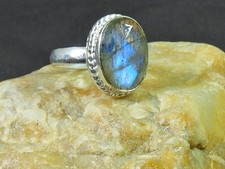 Oval Labradorite Ring US-7 Solid 925 Sterling Silver Gemstone Handmade Ring