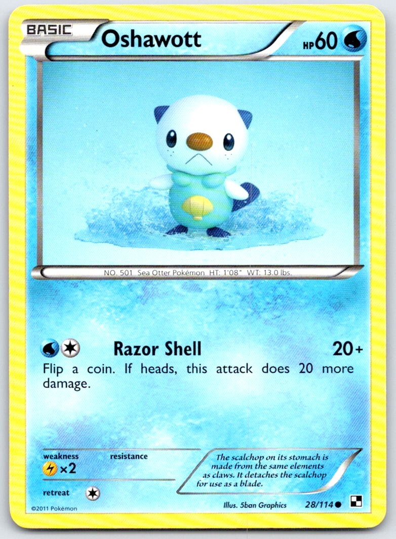 Oshawott 28/114 C Black & White BLW LP Pokemon