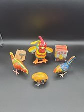 VINTAGE 1950's WINDUP TIN TOY Lot Of 4 RUDY the ROOSTER W/ Key And One Box EUC