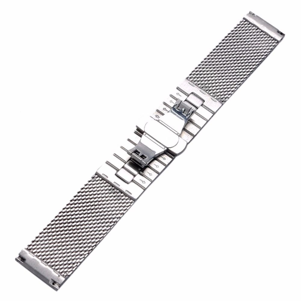 22mm Silver Milanese Mesh Web+Strip Stainless Steel Watch Band Strap Bracelet D