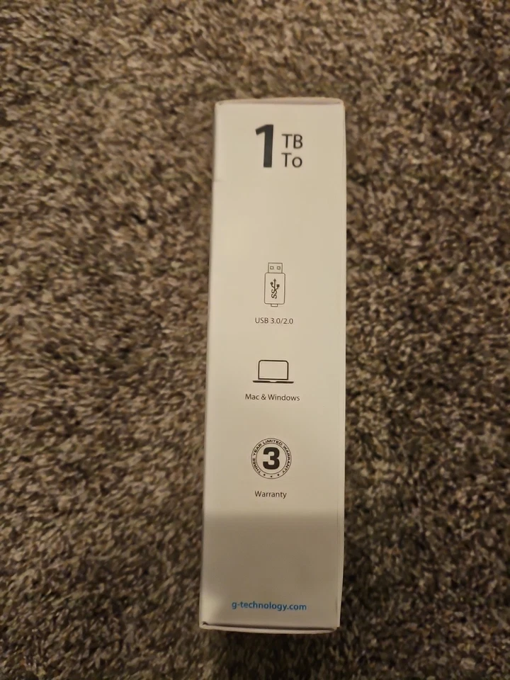**NIB** G-Technology G-DRIVE Mobile USB 3 1TB Black External Hard Drive 0G04451 - Image 3 of 3