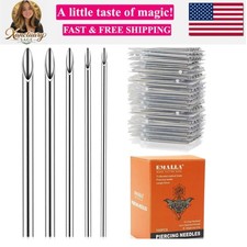 Piercing Needles Kit 100pcs - Mixed 12G 14G 16G 18G 20G Hollow Jewelry Needle...