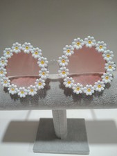 Flower Sunglasses Pink Rose Shades, White Yellow Floral Funky Fun Flower Retro