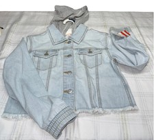    Girls Hooded Jean Jacket Cat  Jack Light Wash Blue NWT L 10/12
